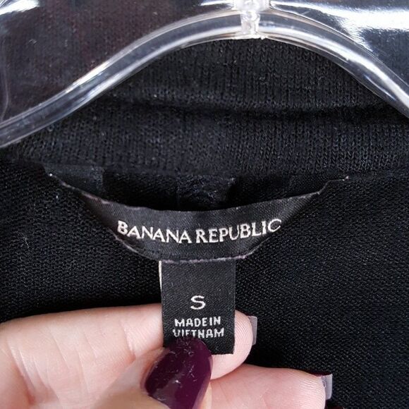 BANANA REPUBLIC Sweater Womens Small Black Cardigan Draped Cascading Open Knit - Picture 2 of 6